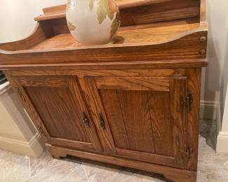 VINTAGE OAK DBL DOOR DRY SINK