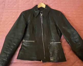 VERSACE 1990'S LIZZARD EMBOSSED LEATHER JACKET-XS