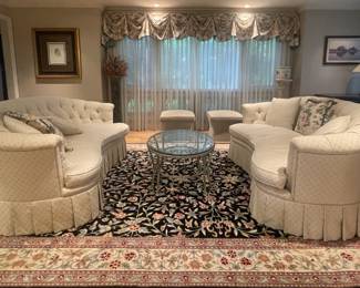 PR OF CURVED BACK TUFTED ONE CUSHION SOFAS