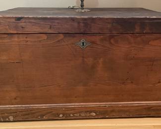 ANTIQUE EUROPEAN OAK STORAGE TRUNK