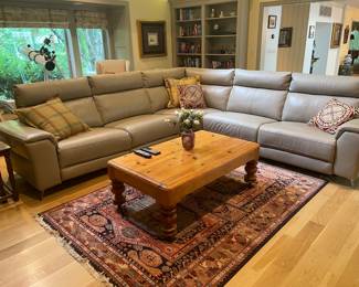 CONTEMPORARY 5 PC LEATHER RECLINING SECTIONAL