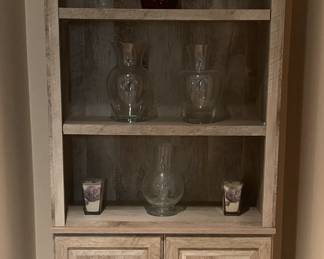 WEATHERED FINISH 3 SHELF DBL DOOR BOOKCASE