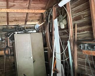 Cabinet, misc garage stuff