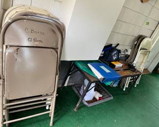 folding chairs, bench