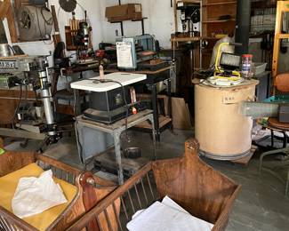 more saws, band saw, lathe, stool
