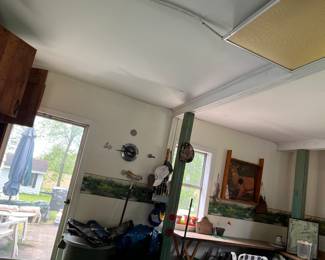 garage clock, deer target, patio furniture