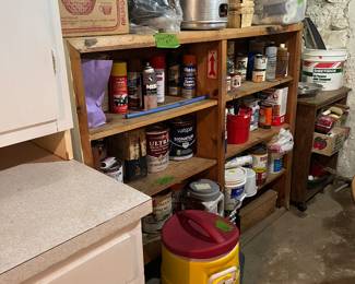 punch bowl, large coffee maker, thermos, paint, wallpaper tools