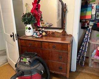 antique dresser, shop vac