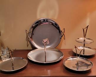 Kromex trays, ice bucket