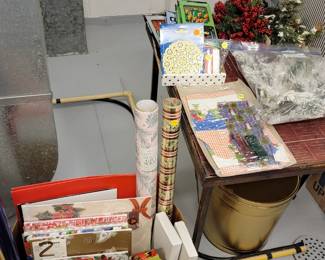 Holiday decor, lights, boxes, gift wrap