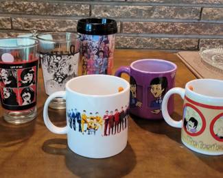 Beatles mugs, glasses