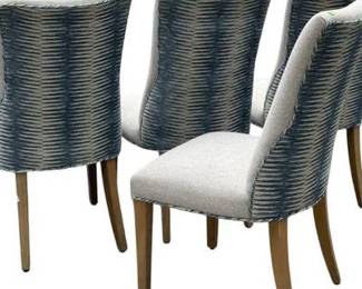 4 CUSTOM UPHOLSTERED DINING CHAIRS $800
39"x20"x21". Seat Height 18".