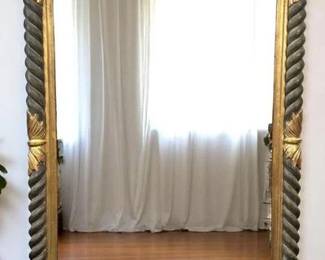 LARGE CARVED NEOCLASSICAL BLACK & GILT MIRROR 63" $725