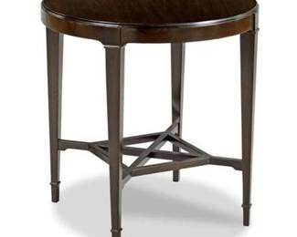 MINTWOOD HOME ADDISON ROUND LAMP TABLE $365
Mintwood Home Addison Lamp Table. A transitionally styled side table with a round top that is veneered with mahogany veneer. The top is placed over four squared gracefully tapered posts that are joined by a low circular shelf. Measures 26.25"x25"x25".