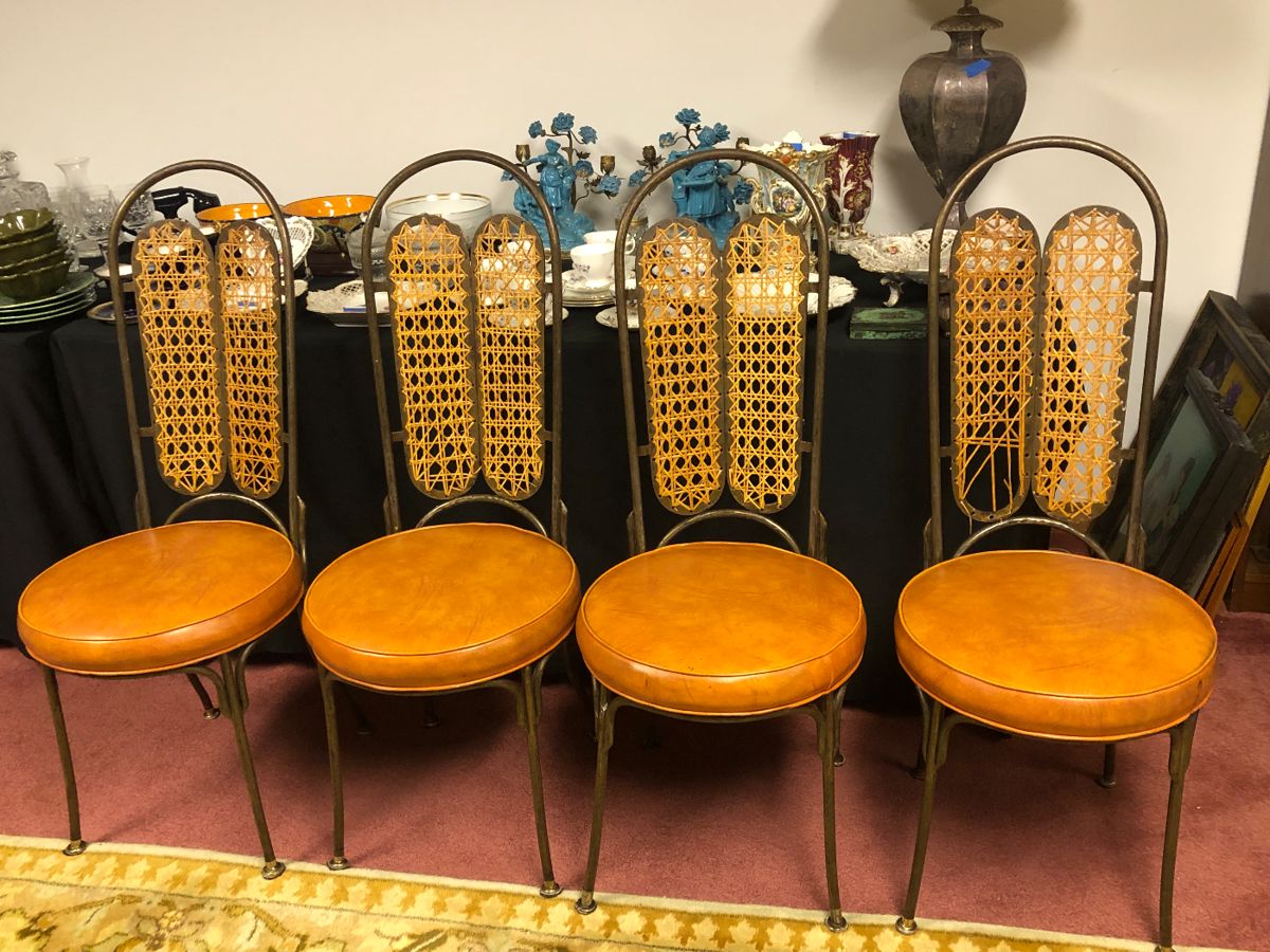 Four Mid-century Cane Back Chairs