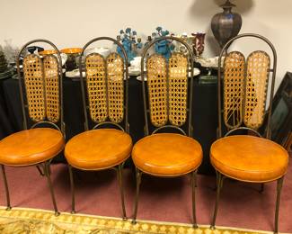 Four Mid-century Cane Back Chairs