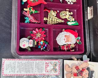 Holiday pins and brooches