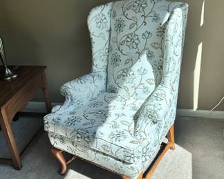 Pair of high back wing chairs