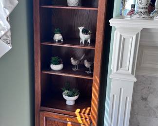 Oak bookshelf with storage