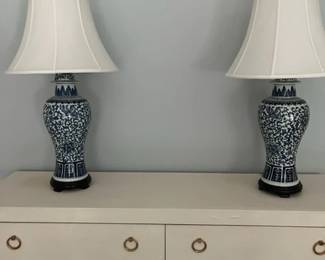 Pair of Blue & White Lamps