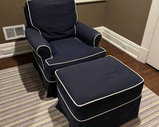 Slip Covered Gliding Rocking Chair & Ottoman