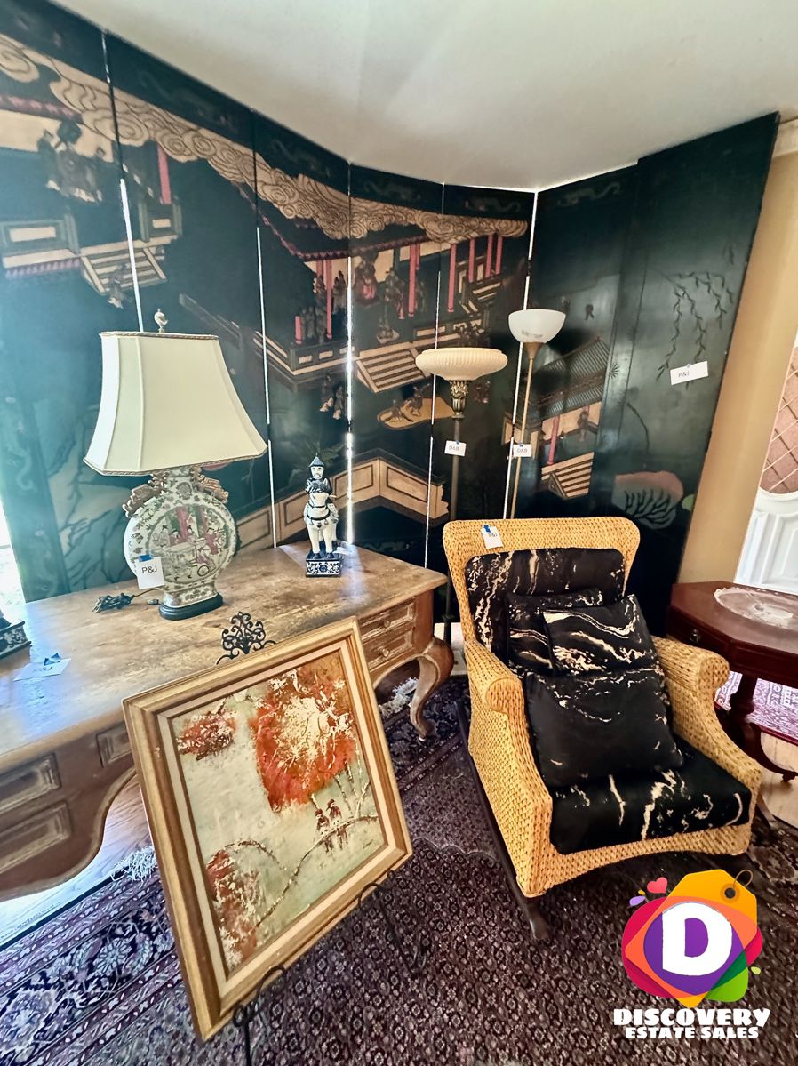 Explore this Preston Hollow estate sale featuring antique furniture, curated artwork, home décor, vintage collectibles, glassware, rugs and a Toyota Camry—double the inventory from two designer-appointed Dallas homes. Discovery Estate Sales.