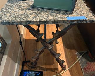 Heavy railroad tie end table