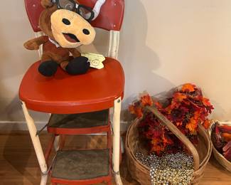 Antique red kitchen stool