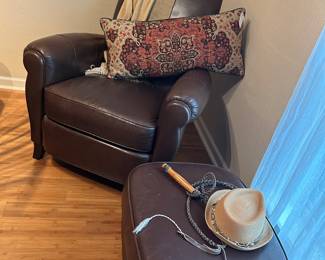 Leather chair with ottoman