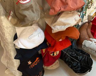 Several commemorative baseball hats