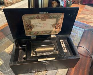 Antique scroll Swiss music box working