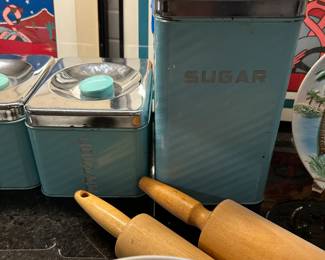 Vintage metal canister set by Lincoln