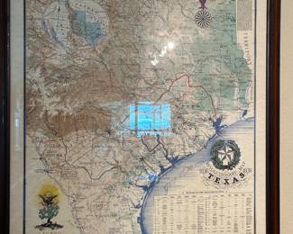 Texas map framed art