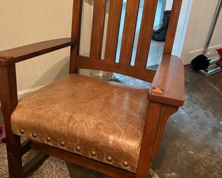 Mission style oak rocker