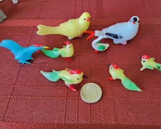 Art deco hand blown glass birds