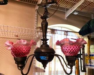 Light fixture with Fenton globes