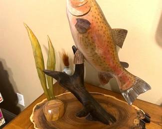 Carved rainbow trout
