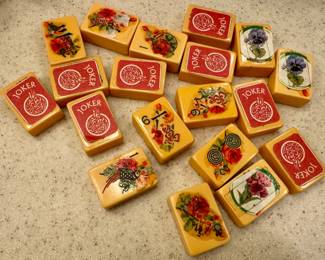 Jokers and extra flowers on Bakelite tiles to match set