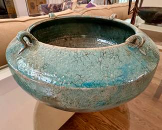 Raku art pottery bowl