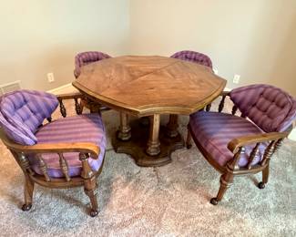1970’s game table and 4 chairs