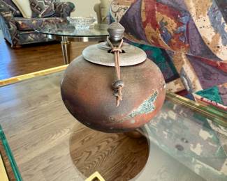 Raku small lidded pot
