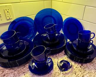 Vintage Cobalt blue glass dishes