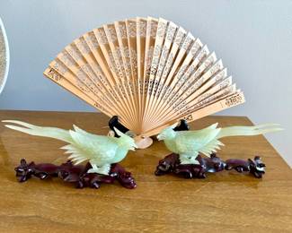 Antique carved jade birds