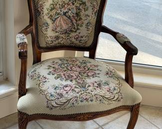 Needlepoint Louis XV type arm chair