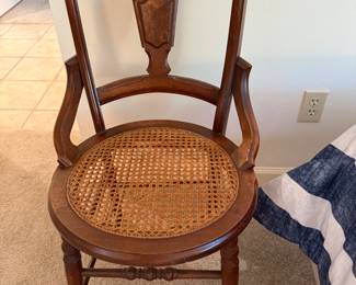Nice older walnut cane seat chair