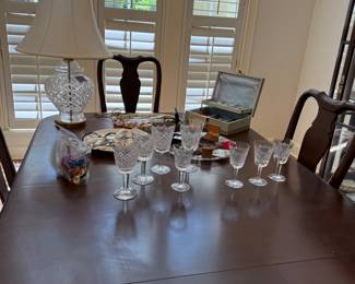 Waterford lamp glassware, etc.