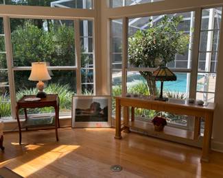 Living room, tables, lamps, Gainesville art