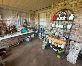 Yard art, garden statues, pots