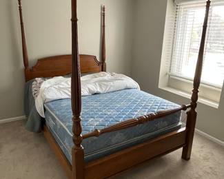 Full size 4 poster bed frame and mattress set (sold separately)