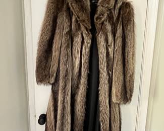 Full length raccoon coat